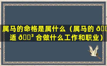 属马的命格是属什么（属马的 🌲 适 🌳 合做什么工作和职业）